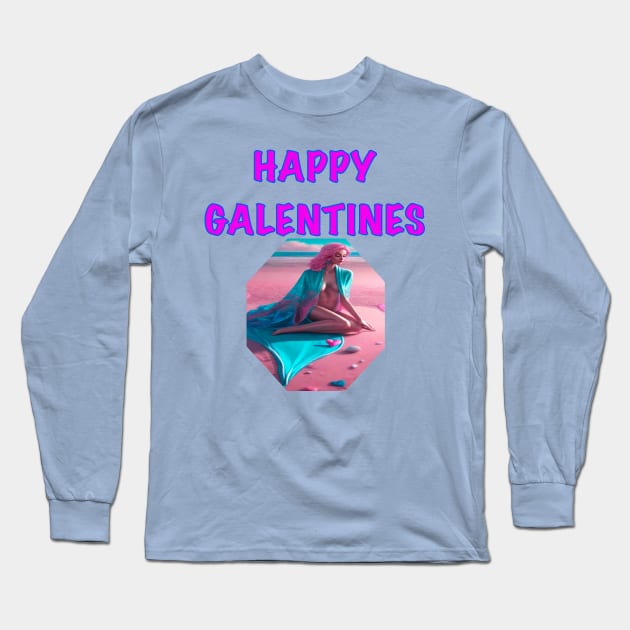 Galentines day beach girl Long Sleeve T-Shirt by sailorsam1805